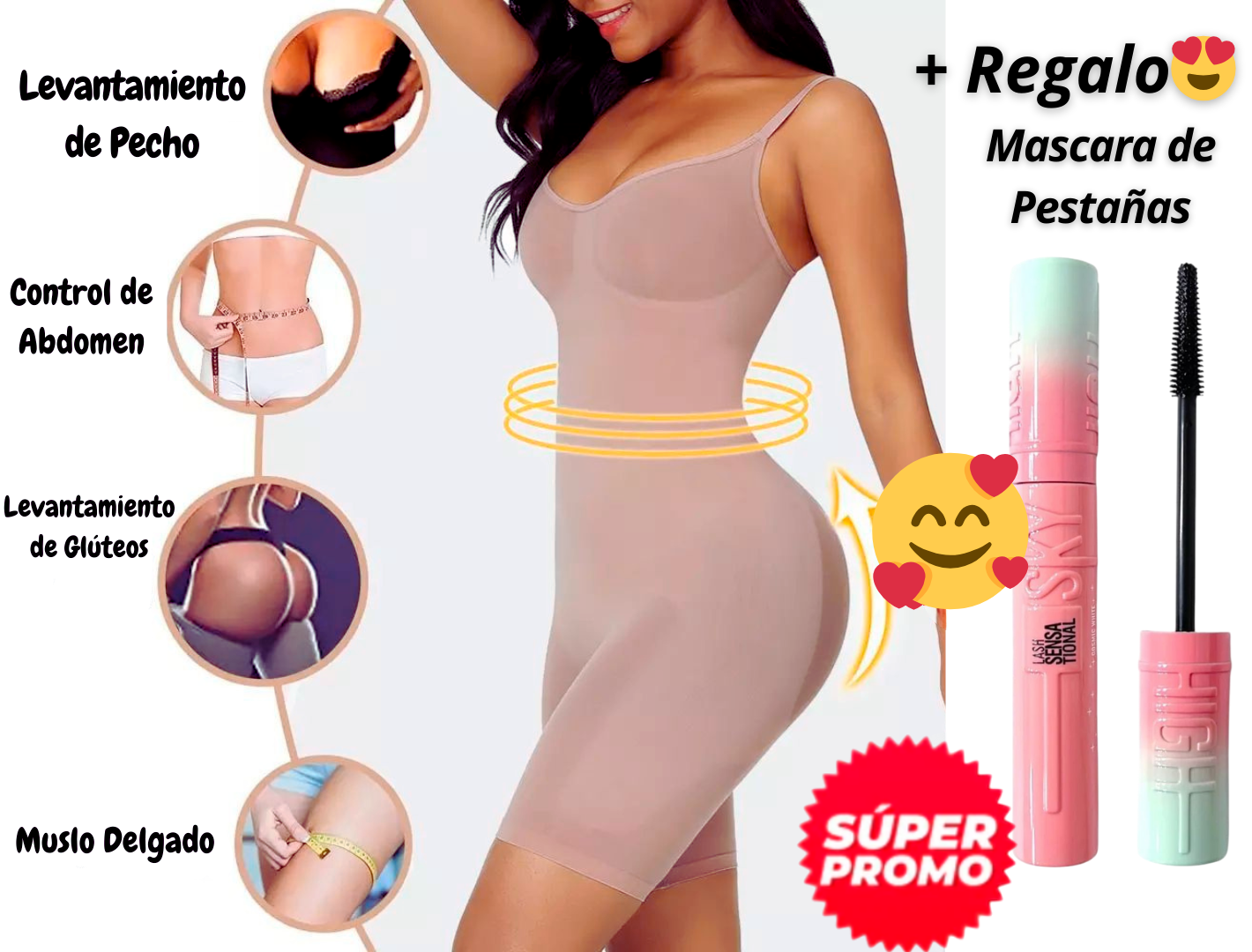 Body Faja Moldeadora (Alta Compresión 360°) + Obsequio 😍 "Mascara para Pestañas🥰 OFERTA solo este Mes