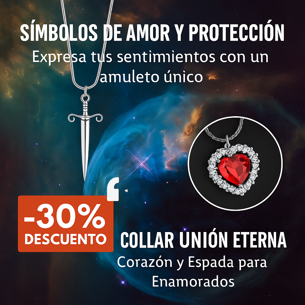 Collar Unión Eterna; Corazón y Espada para enamorados