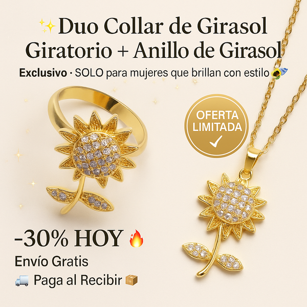 Collar y Anillo Girasol Brillante