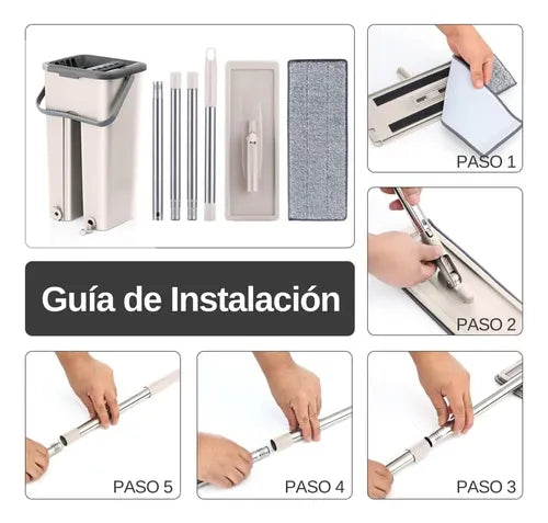 Trapeador 360° - Sistema de Limpieza Total con Cubeta Integrada"