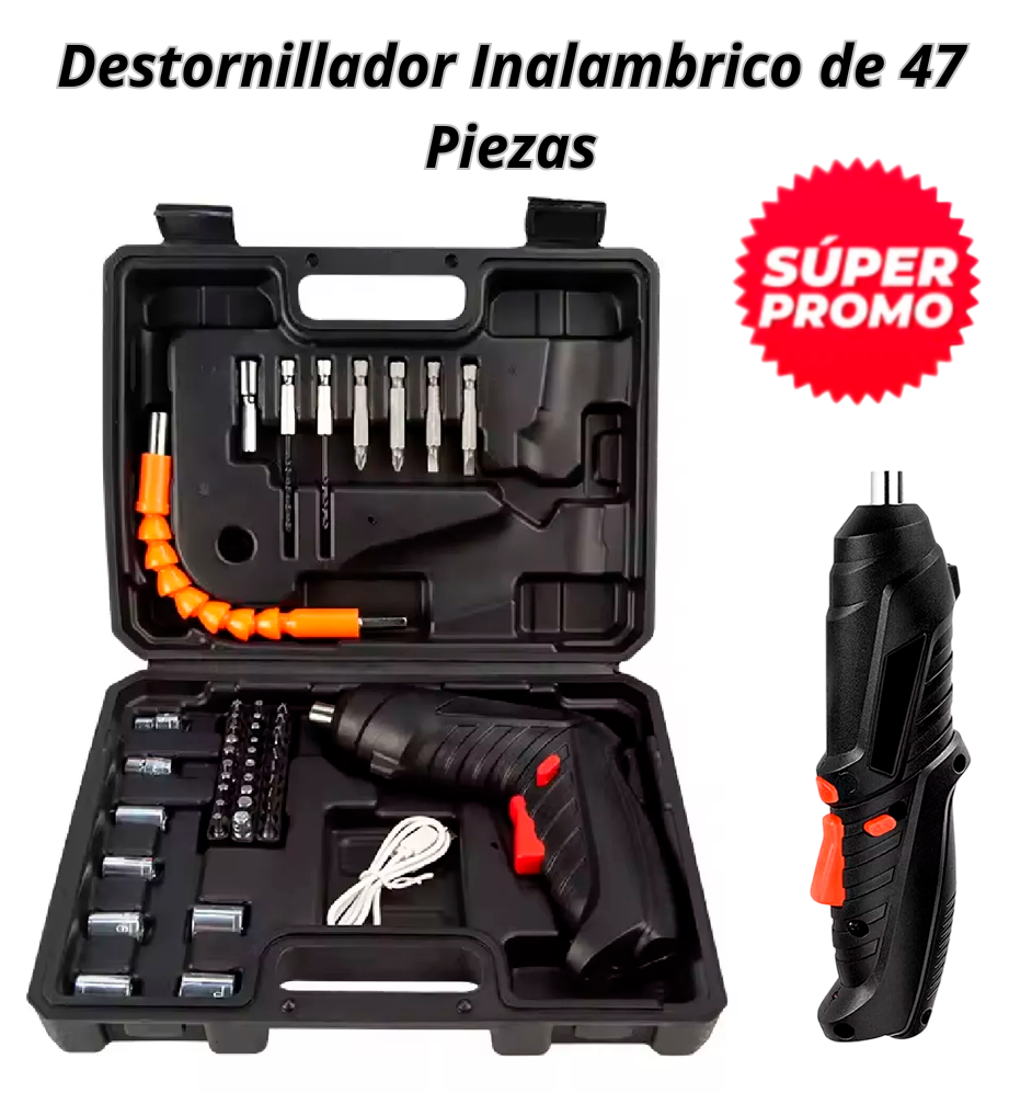 Destornillador Inalambrico de 47 Piezas