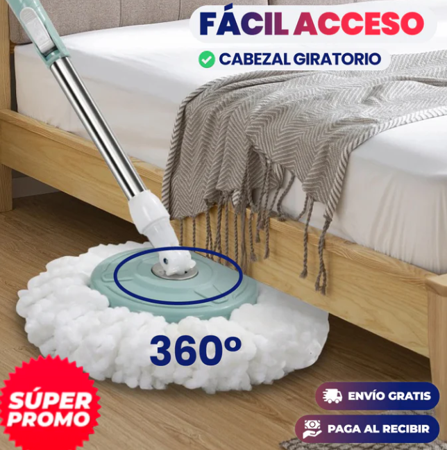 Trapeador Giratorio con Cesta Metalica y Balde Exprimidor