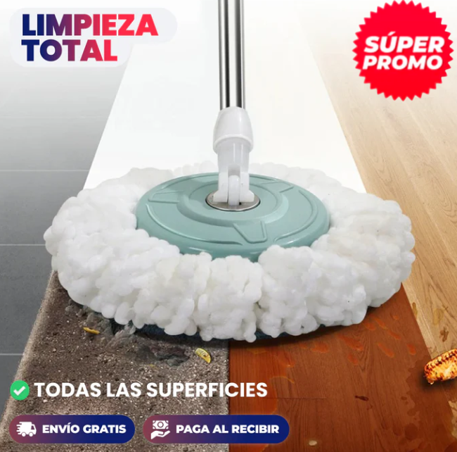 Trapeador Giratorio con Cesta Metalica y Balde Exprimidor