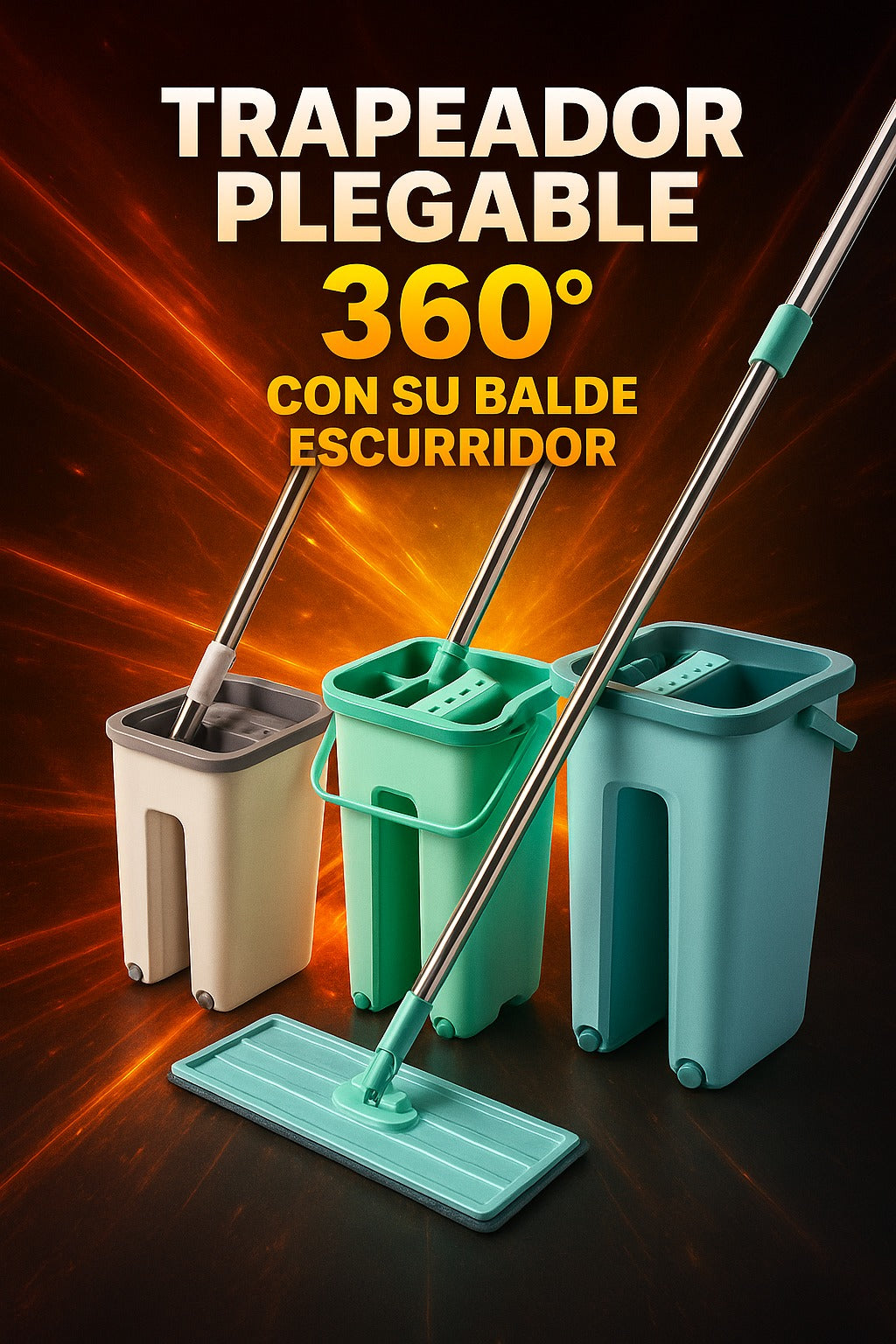 Trapeador 360° - Sistema de Limpieza Total con Cubeta Integrada"