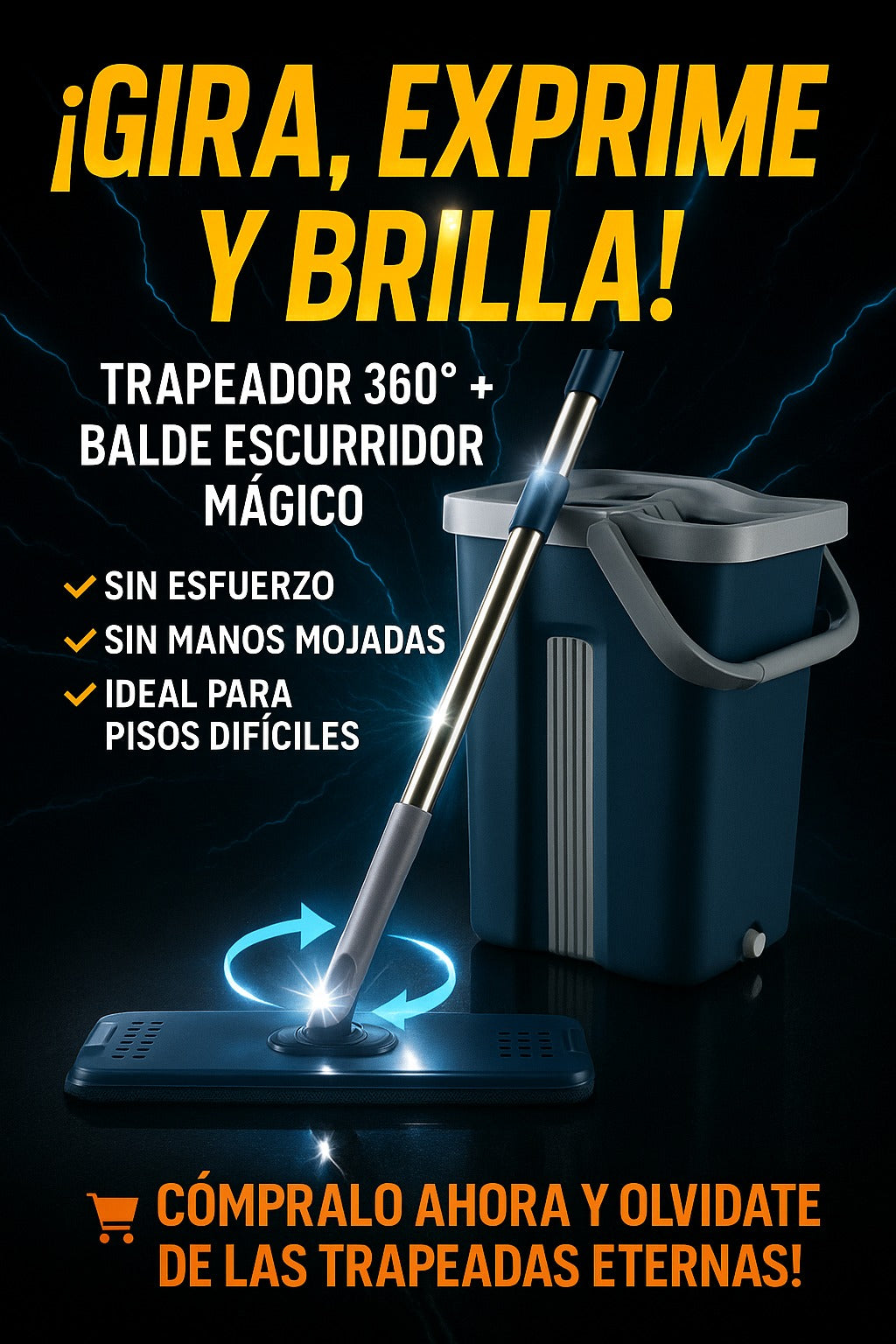 Trapeador 360° - Sistema de Limpieza Total con Cubeta Integrada"
