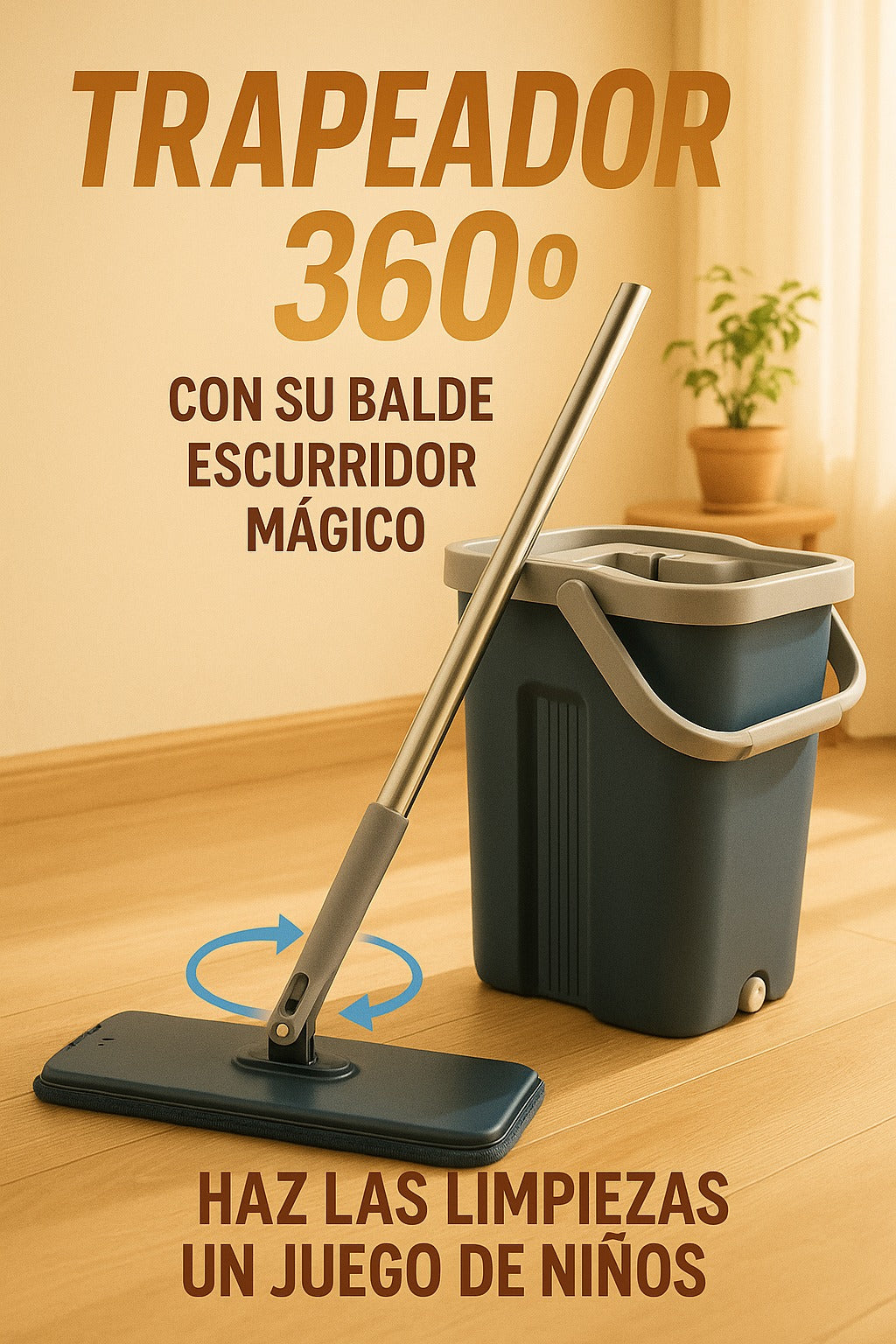 Trapeador 360° - Sistema de Limpieza Total con Cubeta Integrada"