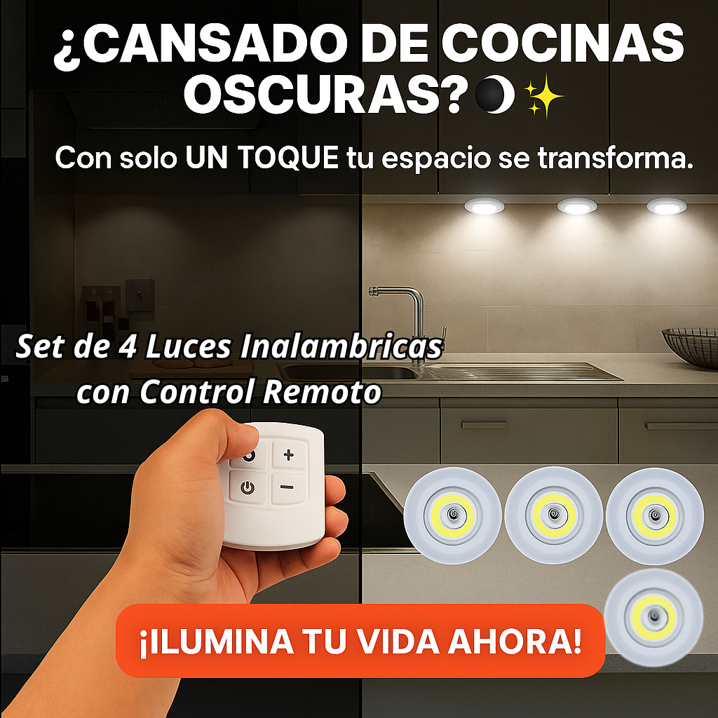 Set de 4 Luces Led Inalambricas con control Remoto