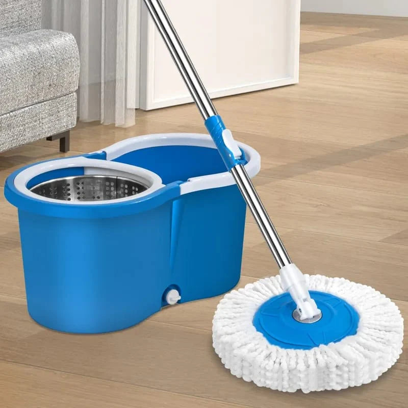Trapeador Giratorio con Cesta Metalica y Balde Exprimidor