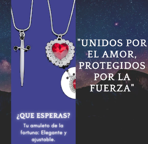 Collar Unión Eterna; Corazón y Espada para enamorados