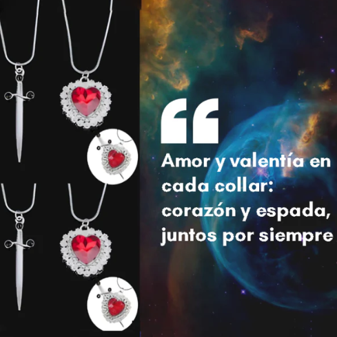 Collar Unión Eterna; Corazón y Espada para enamorados