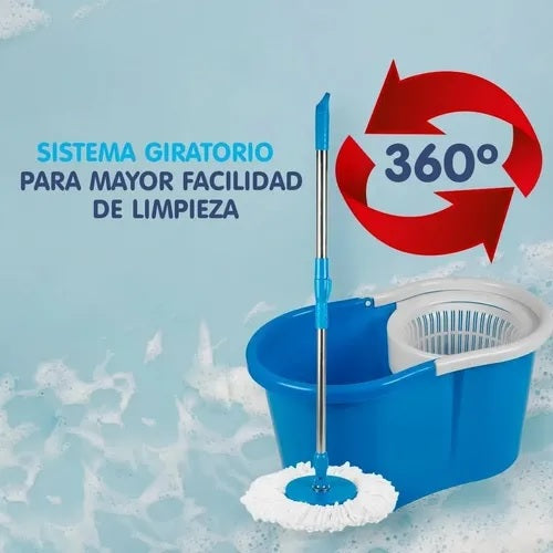 Trapeador Giratorio con Cesta Metalica y Balde Exprimidor