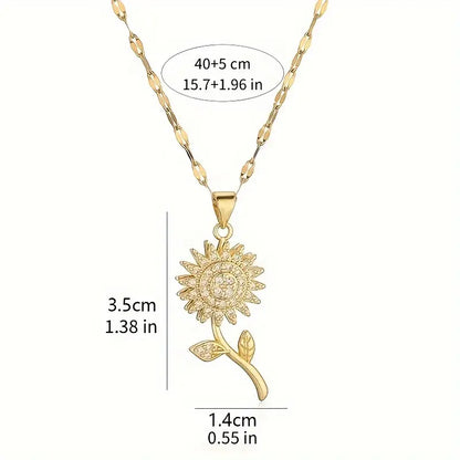 🌻 Collar Giratorio de Girasol en Acero Inoxidable (Sin cofre, incluye caja de regalo)