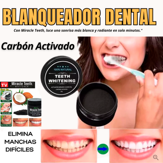 Blanqueador Dental Miracle Teeth Carbón Activado