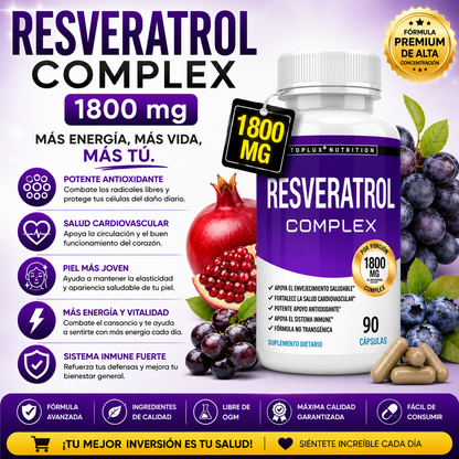 Resveratrol 1800mg Natural Complex Antienvejecimiento 90 Capsulas