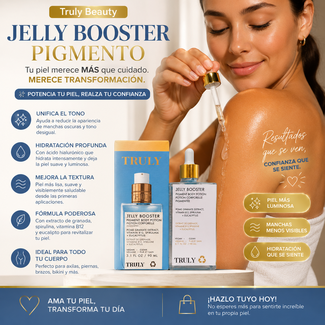 Truly Beauty Jelly Booster - Reduce Manchas Visibles Mientras Hidrata Profundamente tu Piel.