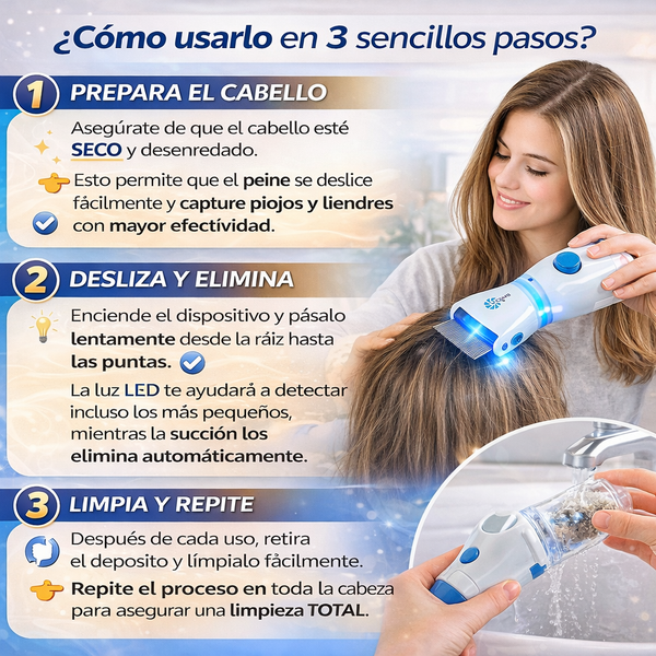 VComb Peine Eléctrico Piojos Fácil