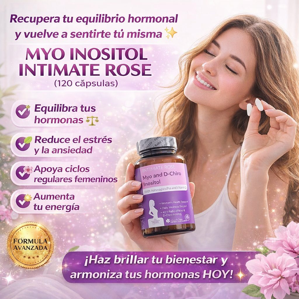 MYO INOSITOL INTIMATE ROSE - Equilibrio Hormonal y Bienestar Femenina en una sola fórmula.(120 cápsulas)