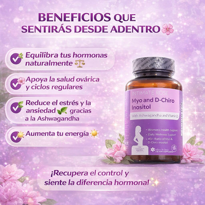 MYO INOSITOL INTIMATE ROSE - Equilibrio Hormonal y Bienestar Femenina en una sola fórmula.(120 cápsulas)