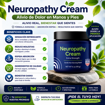 Neuropathy Cream Alivio de Dolor en Manos y Pies - Siente el Alivio desde la Primera Aplicación