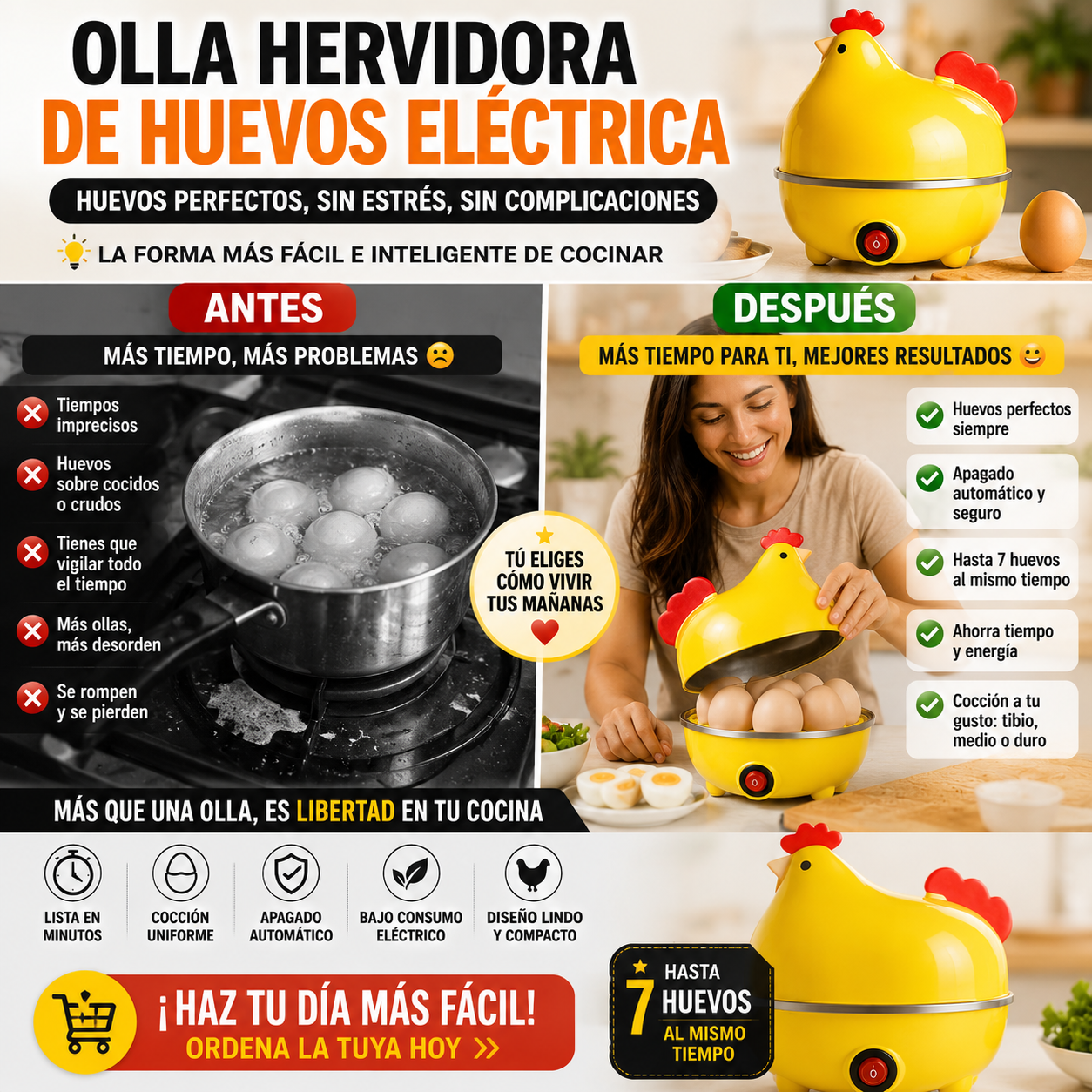Olla Hervidora de Huevos Eléctrica