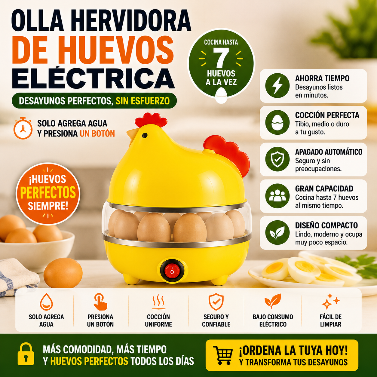 Olla Hervidora de Huevos Eléctrica