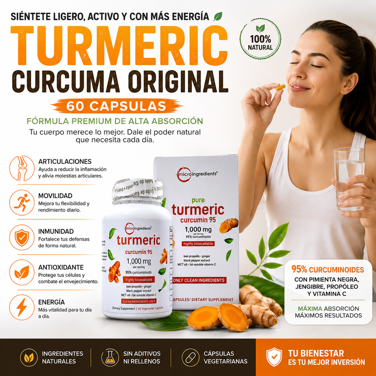 🌟 Turmeric Curcuma Original – Curcumin 95% - 60 Capsulas