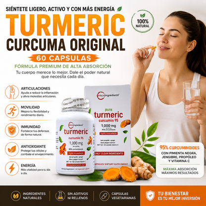 🌟 Turmeric Curcuma Original – Curcumin 95% - 60 Capsulas
