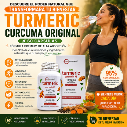 🌟 Turmeric Curcuma Original – Curcumin 95% - 60 Capsulas