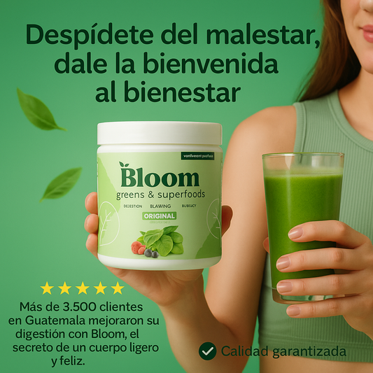 Bloom Nutrition Greens & Superfoods 152g “El secreto natural para sentirte liviana.”