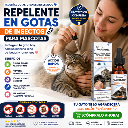 Repelente en Gotas de Insectos Para Mascotas
