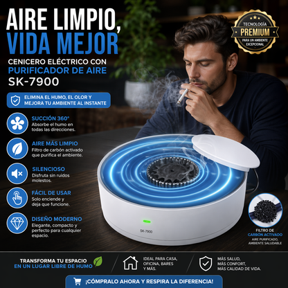 Cenicero Eléctrico con Purificador de Aire Multifuncional Inteligente USB