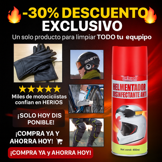 Espuma desinfectante en aerosol para cascos HERIOS (450 ml)