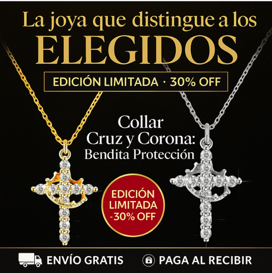 Collar Cruz y Corona Bendita Protección (Acero Inoxidable)