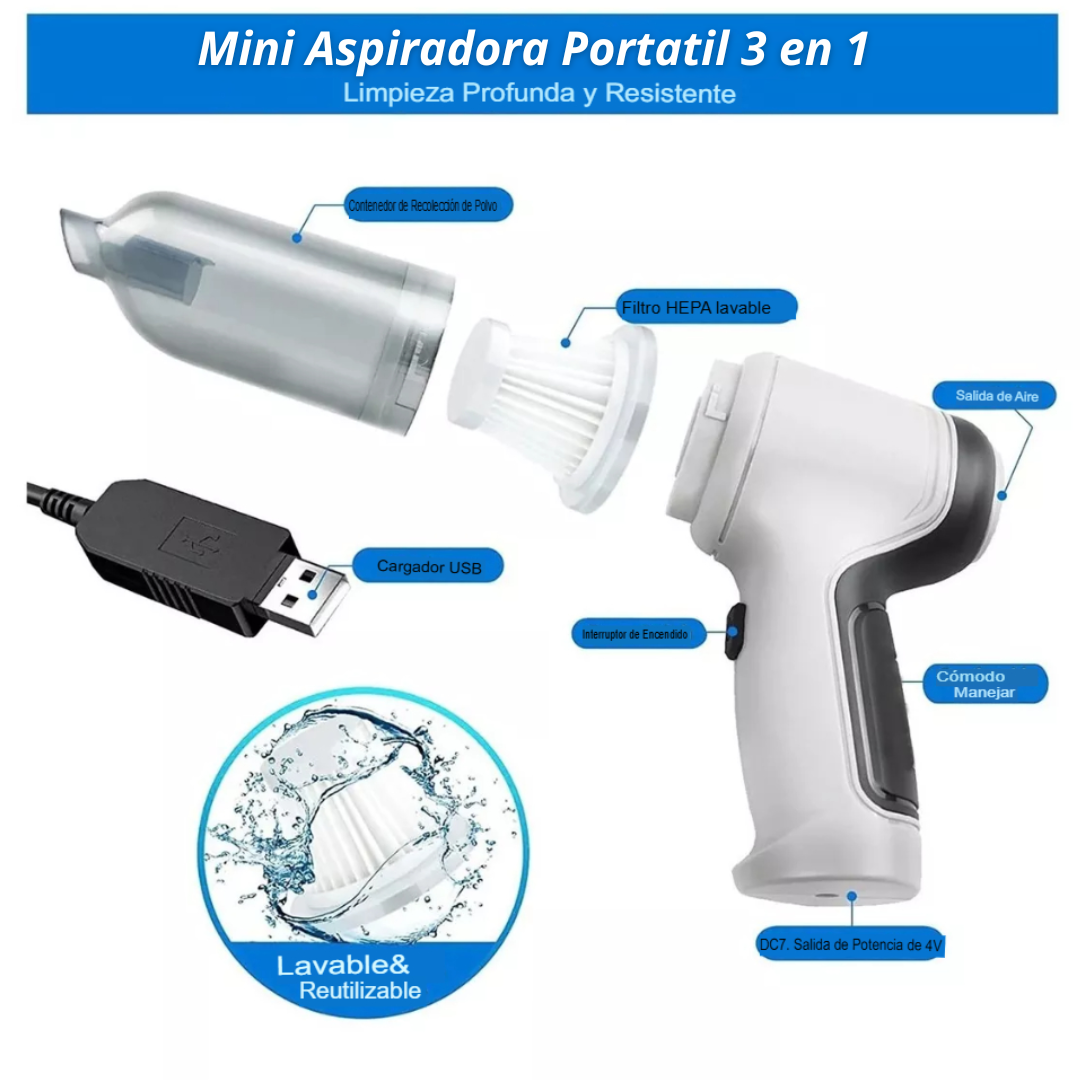 Mini Aspiradora Portatil 3 en 1