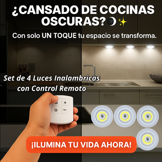 Set de 4 Luces Led Inalambricas con control Remoto