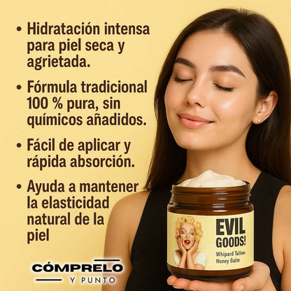 OFERTA 2X1  EVIL GOODS Crema con Sebo de Res - Hidratación Natural Profunda, AntiEnvejecimiento y Restauradora