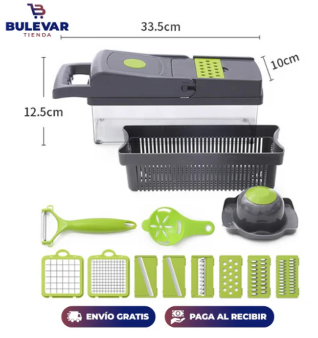 "7 en 1" Picador de Verduras MultiFuncional + 1 Desengrasante de Cocina Gratis😍